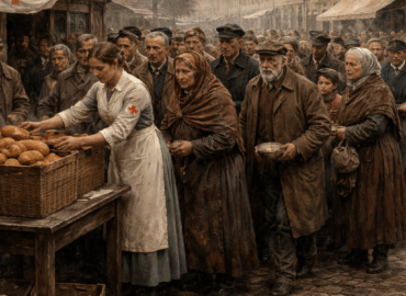Belgian Civilians Queueing For Food Relief In Occupied Flanders During World War I With Visit Flanders Fields