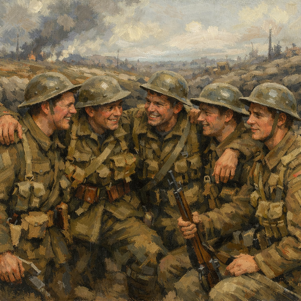 Soldiers Cheering In Trenches
