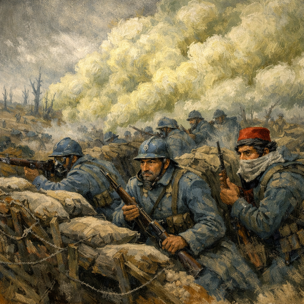 French Colonial Troops Manning Trenches Near Ypres During A Gas Attack With Visit Flanders Fields
