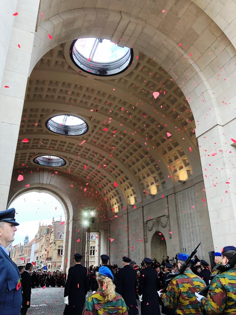 Poppies Falling During The Remembrance Day Ceremony At The Menin Gate